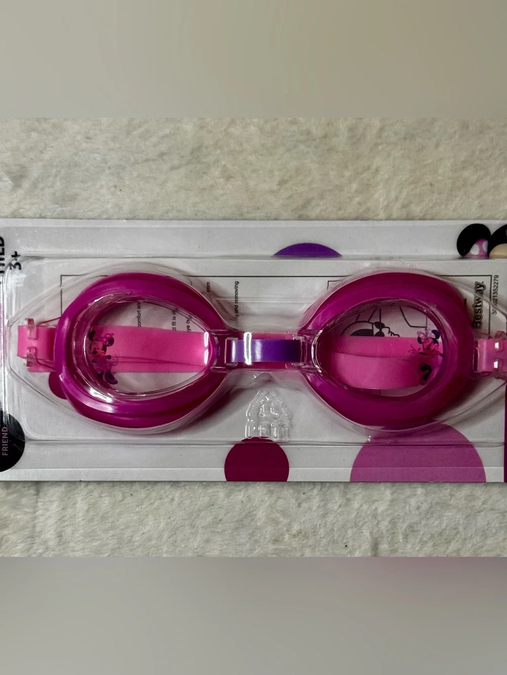 Kids Pink Disney Minnie Mouse Swim Goggles with UV protection and silicone strap